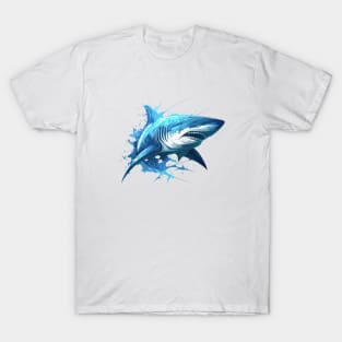 Shark Portrait Animal Painting Wildlife Outdoors Adventure T-Shirt